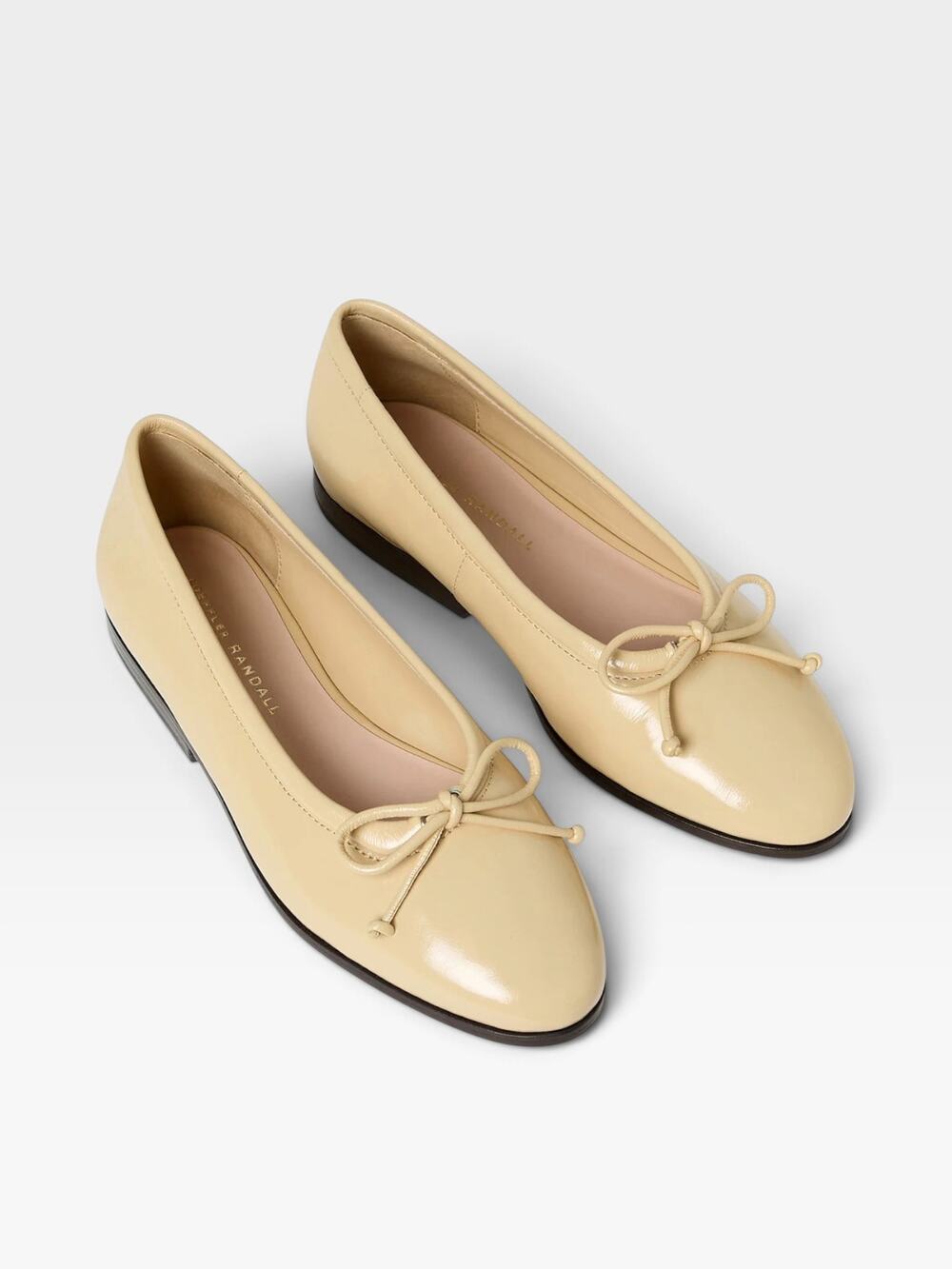 Loeffler Randall Noelle Bisque Leather Beige Tan Ballet Flats Front Bow Size 10